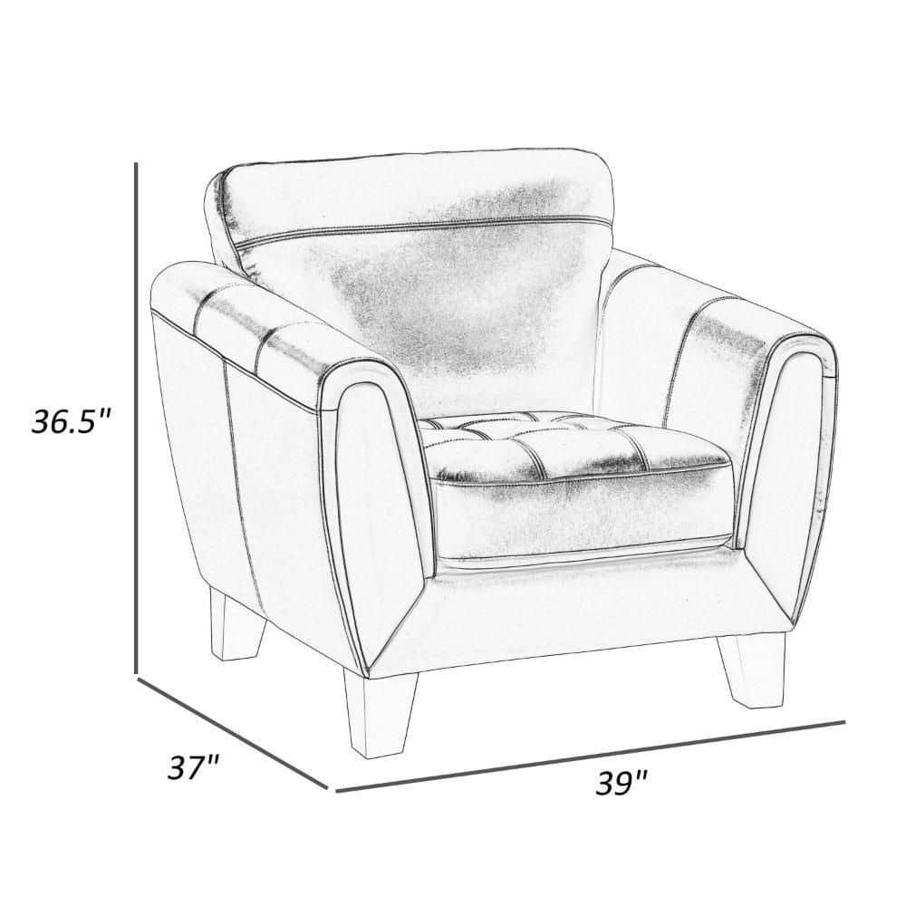 Benjara Sofy 37 Inch Accent Chair, Dark Gray Top Grain and Faux Leather, Solid Wood