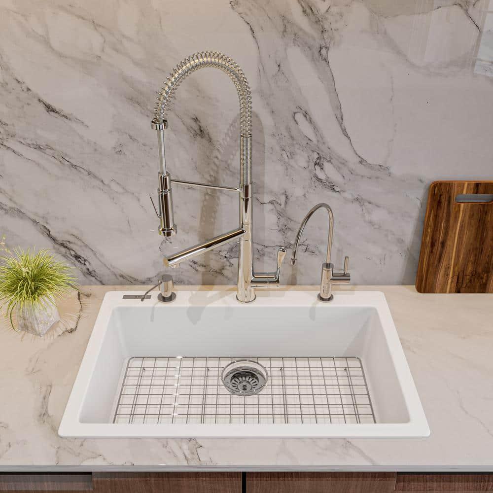 29.88'' L Drop-In Single Bowl Granite Kitchen Sink