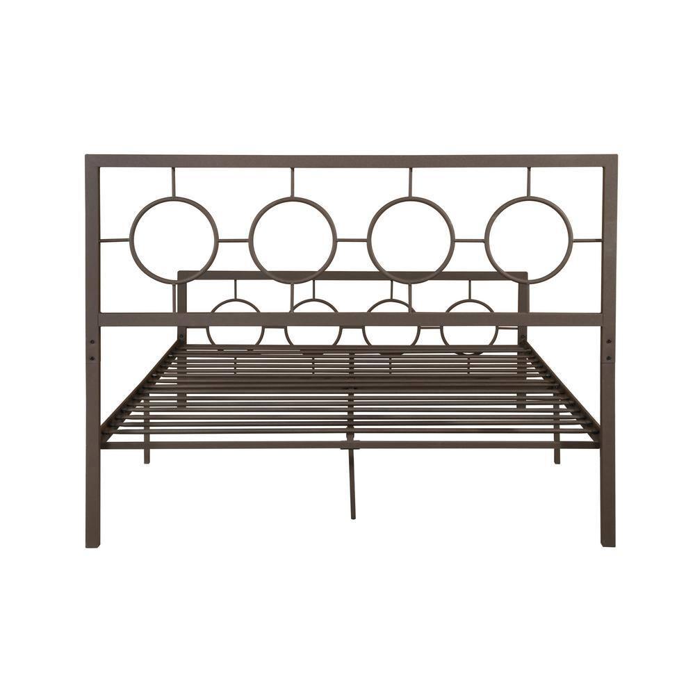 Noble House Ewelina Modern Queen-Size Iron Geometric Low-Profile Bed Frame, Hammered Copper