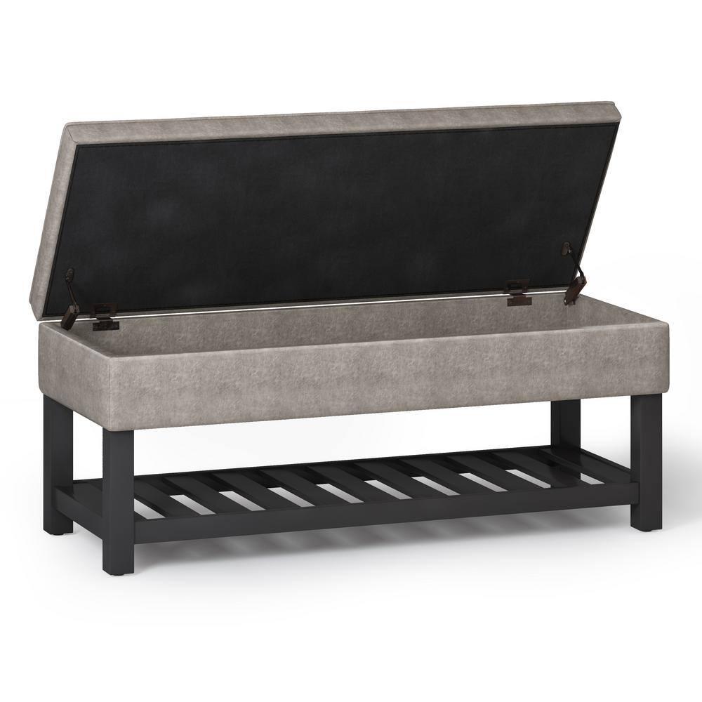 Simpli Home Cosmopolitan 44"W Transitional Tufted Storage Ottoman Bench with Lift Top