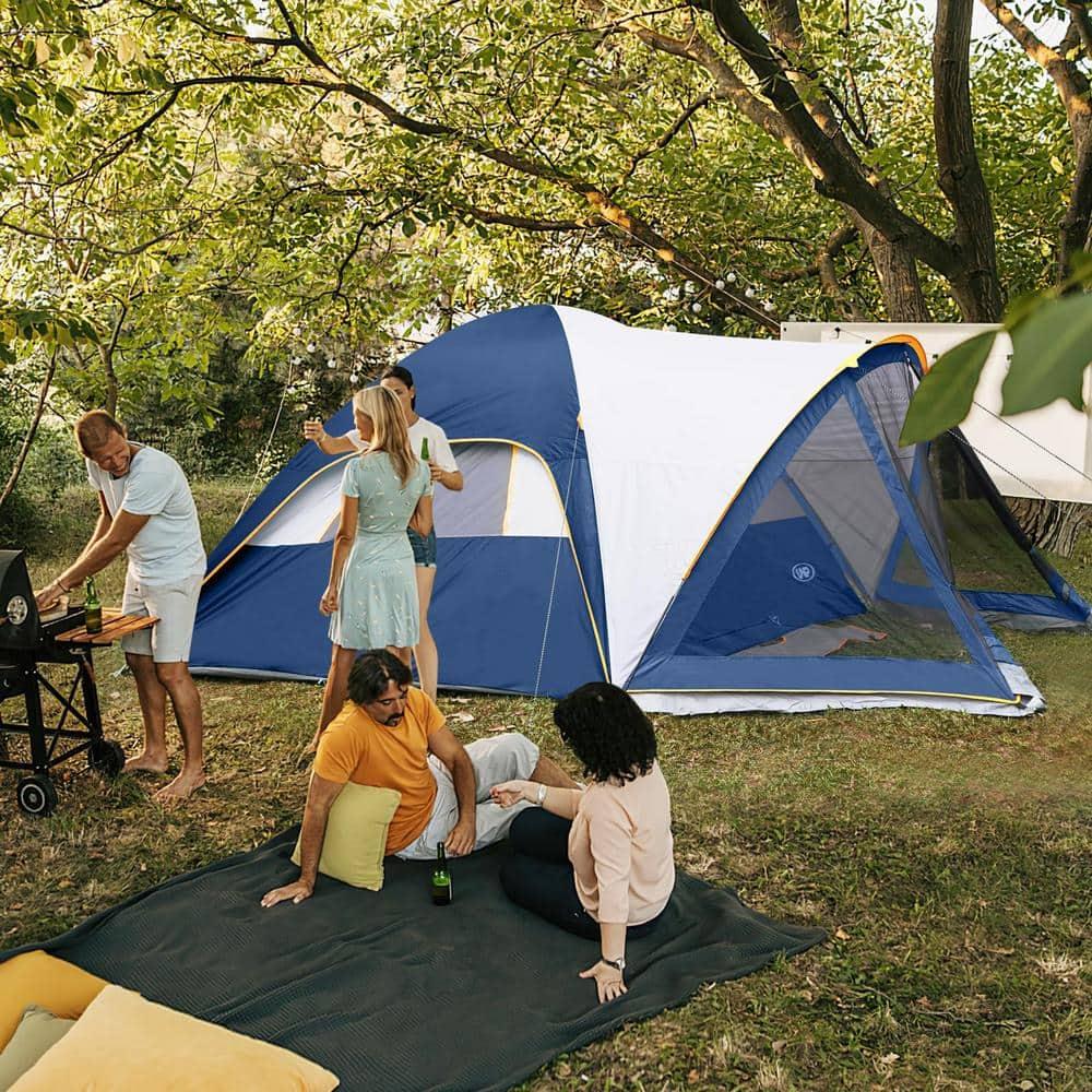 UNP Camping Tent with Screen Room, Portable 6 Person Camping Tent with Screen Porch, Family Dome Tent for Camping Outdoor - 14'x11'x72''(H)