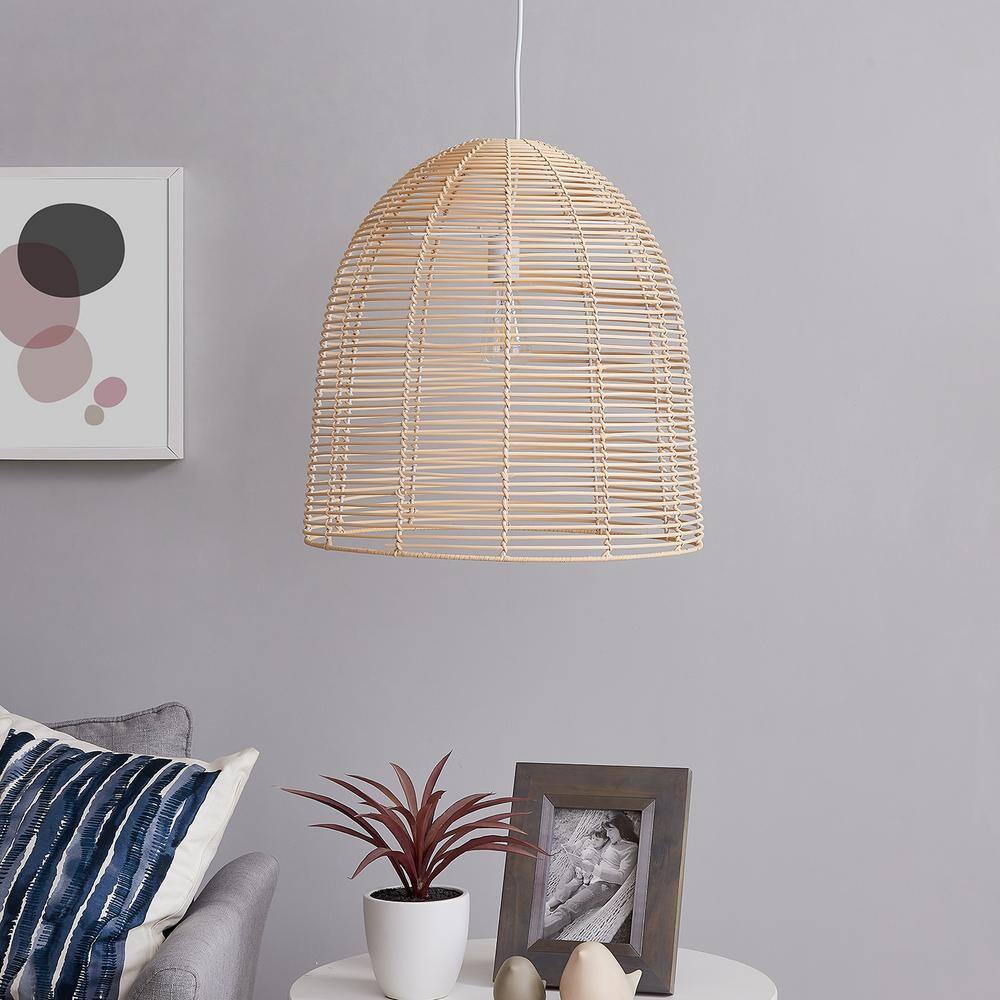 SEI Furniture Formosa Coastal Rattan Cage Pendant Lamp in Natural