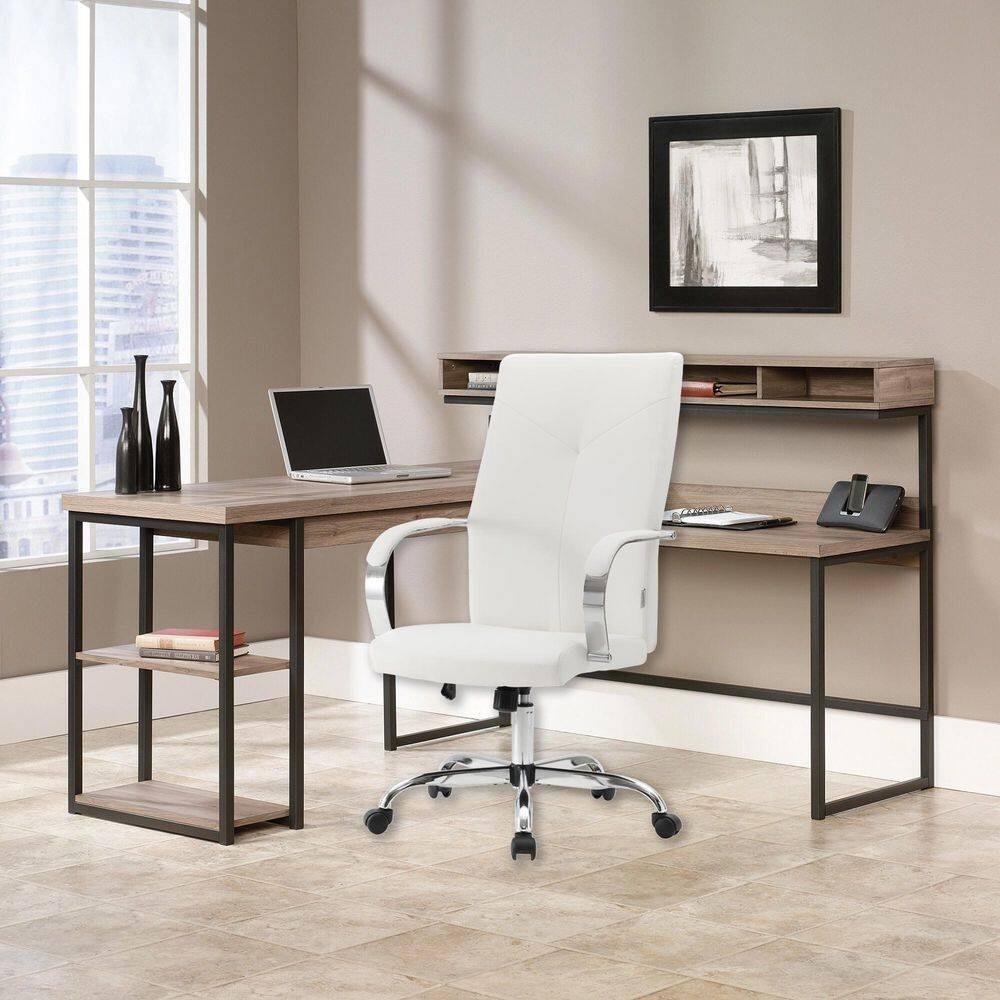 LeisureMod Sonora High-Back Leather Office Chair with Adjustable Height, Swivel, and Tilt, Ergonomic Design for Desk, Conference Room, or Home Office