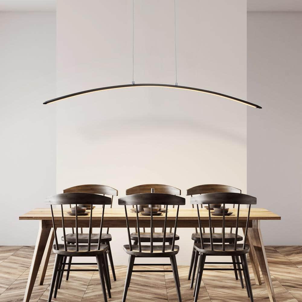 JONATHAN Y Roxanna 41.5" Dimmable Adjustable Integrated LED Metal Linear Pendant, Black