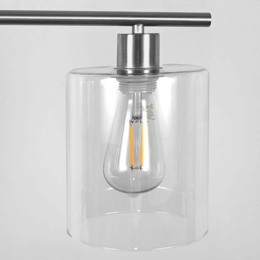 3-Light Pendant Lighting Clear Glass Pendant Lighting for Kitchen Island Brushed Nickel Hanging Light Fixture Pendant Light Dining Room Chandelier Farmhouse