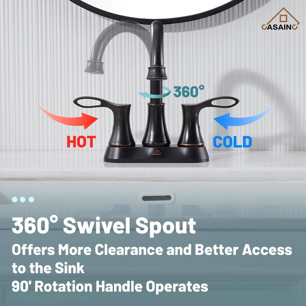CASAINC KCL0014-ORB 4-inch Centerset Bathroom Faucet with Drain