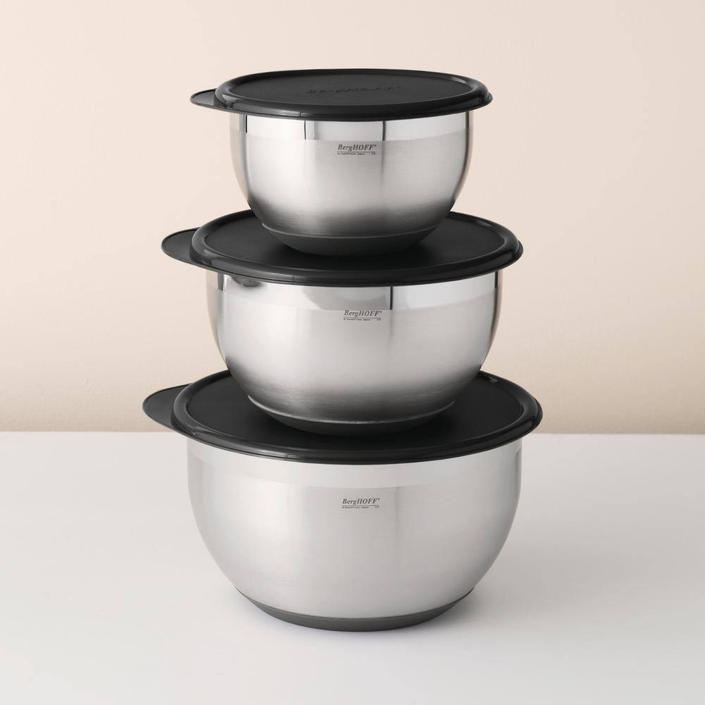 BergHOFF BergHOFF International Essentials 8pc 18/10 Stainless Steel Mixing Bowl Set with Lids