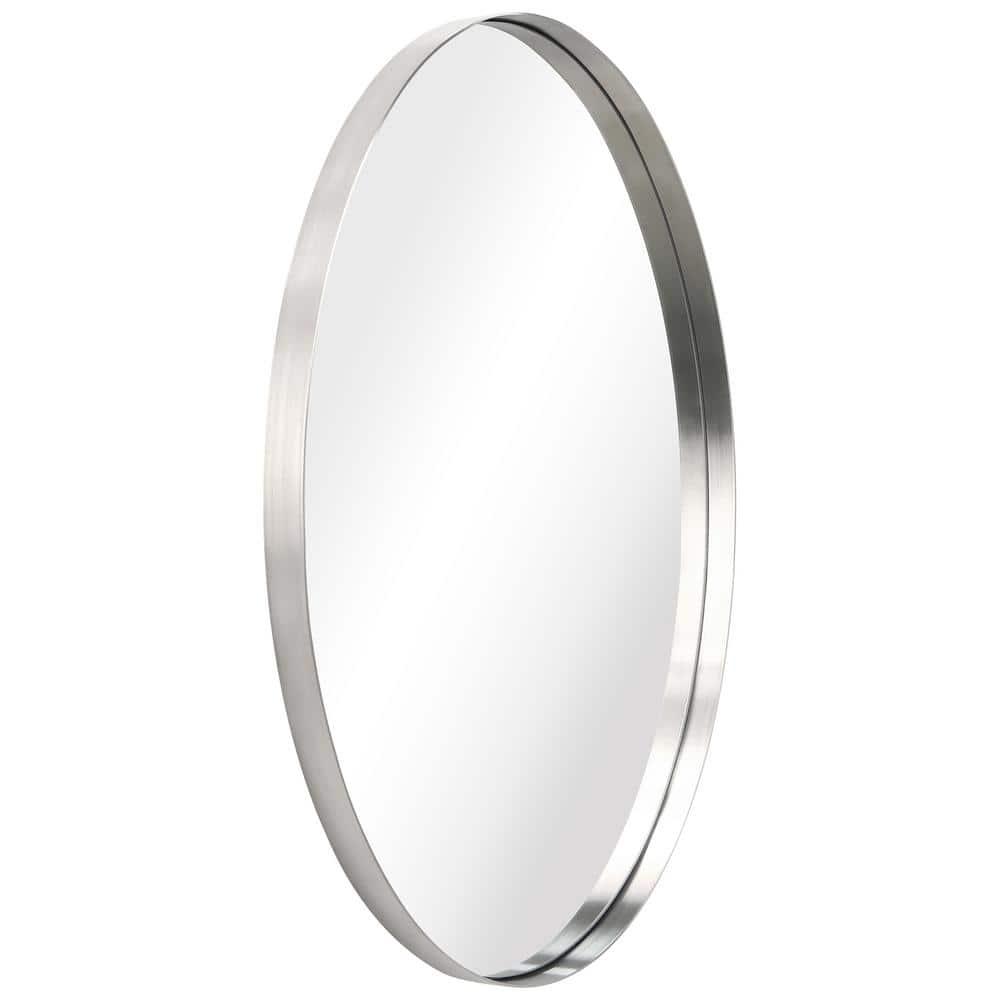 Empire Art Direct Ultra Stainless Steel Oval Wall Mirror- 24"x36" Brushed Silver Silver