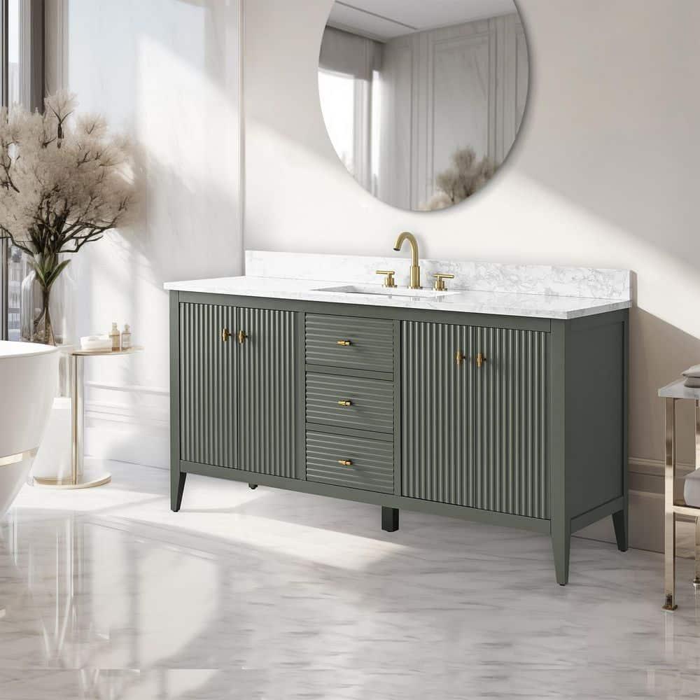 60'' Single Bathroom Vanity with Engineered Marble Top