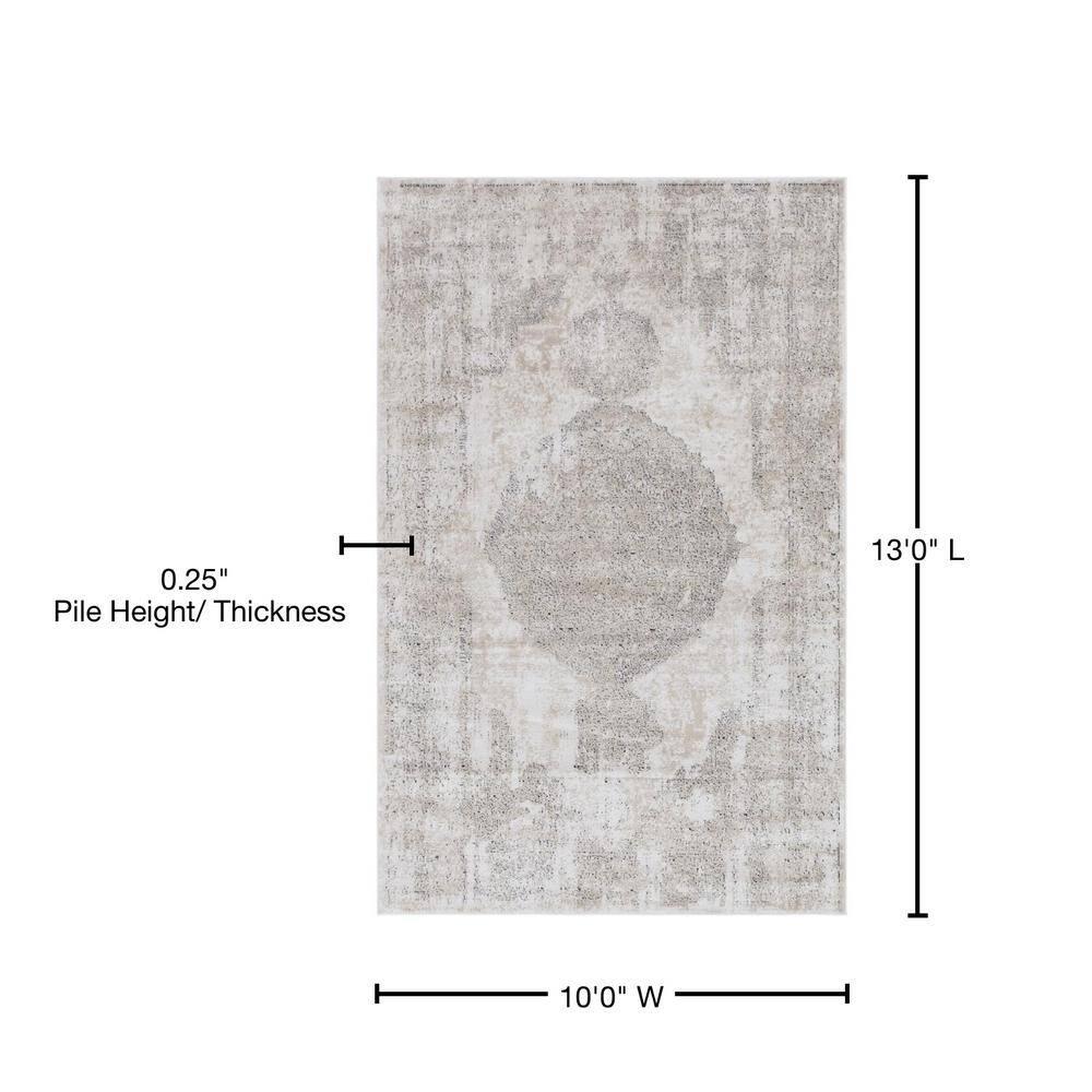 Unique Loom Portland Collection Area Rug - Woodburn (10'  x 13' 1" Rectangle Ivory/Beige)