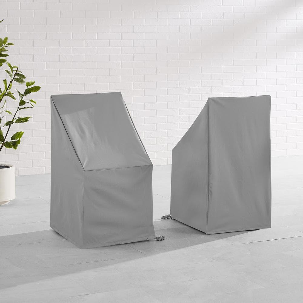 Crosley Furniture 2-Piece Vinyl Outdoor Side Chair Furniture Cover Set in Gray