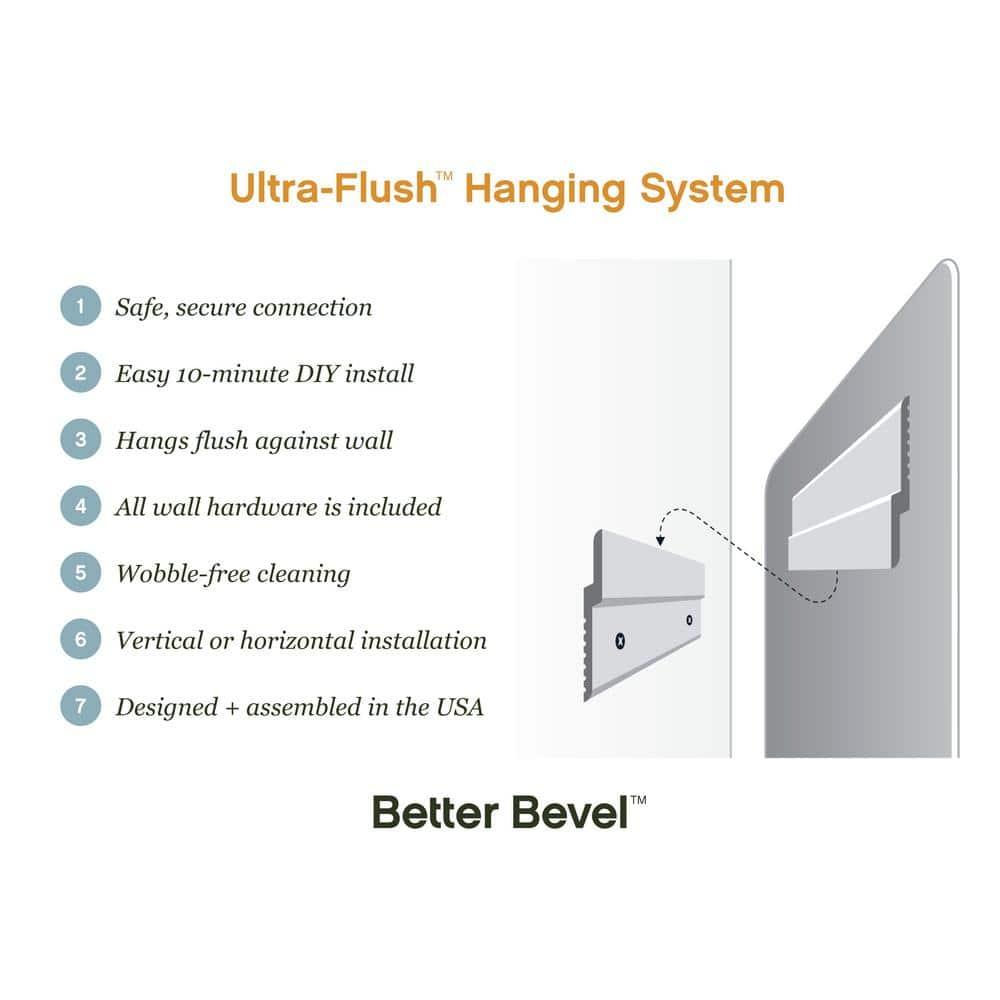 Frameless Beveled Edge 30" x 36" Rectangle Bathroom Wall Mirror Ultra-Flush Mounting