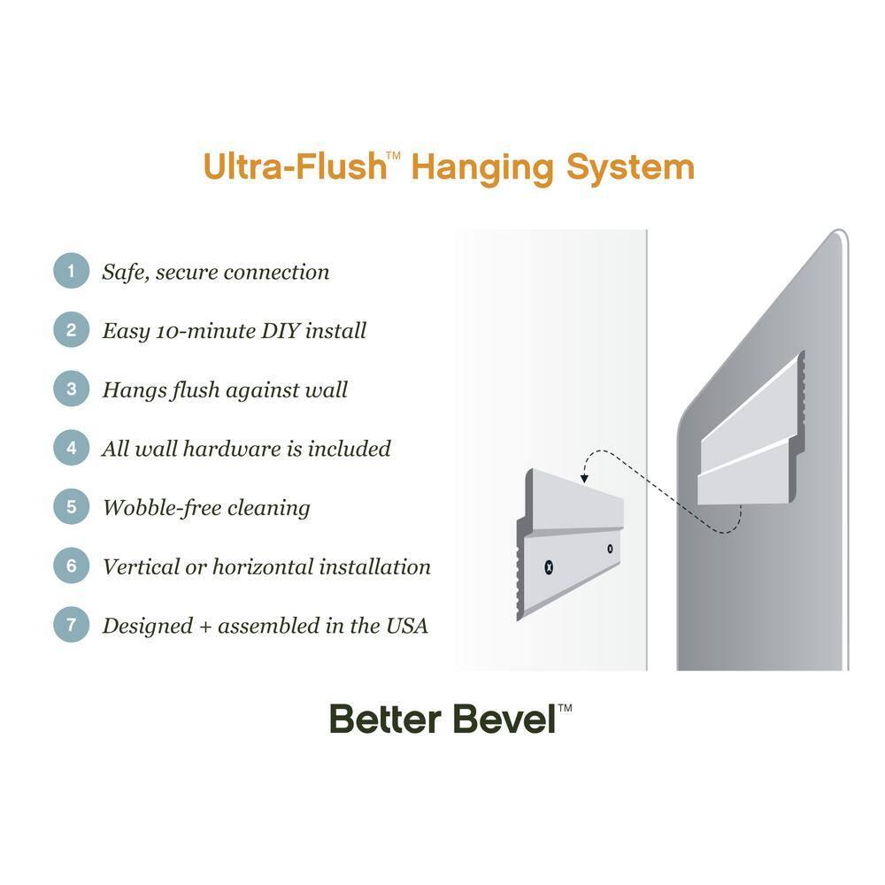 Ruomeng Rectangle Wall Mirror Frameless Bathroom Mirror 16” x 24" Beveled Edge Mirror for Vanity and Entryway