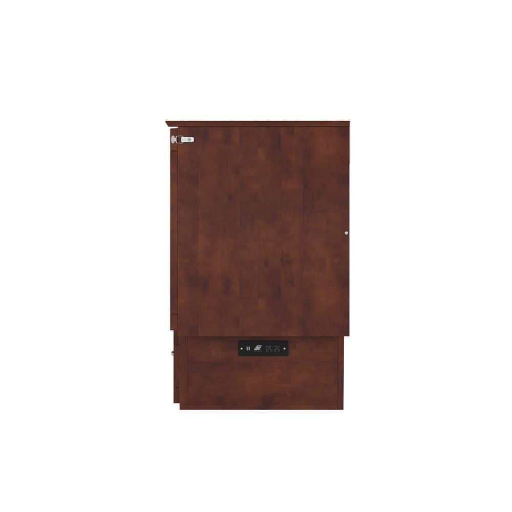 AFI Nantucket Twin Solid Wood Murphy Bed Chest with Mattress, Drawer & Charger, Walnut