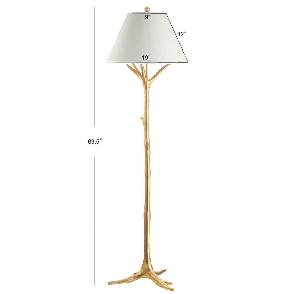 JONATHAN Y JYL3070A Arbor 63.5" Faux Bois Resin LED Floor Lamp, Contemporary for living room, dinning room, bedroom, office Bulb Included, Gold Leaf