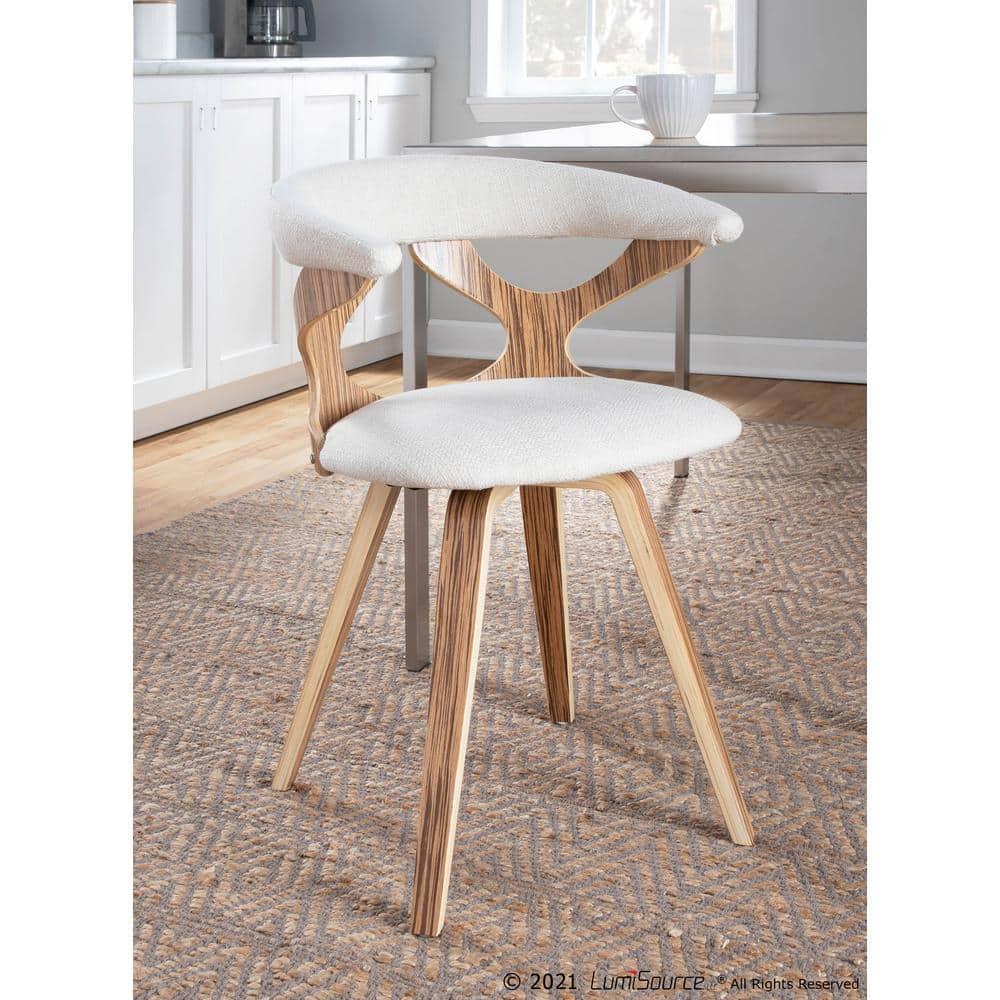 LumiSource Zebra Wood, Cream Fabric Gardenia Chair