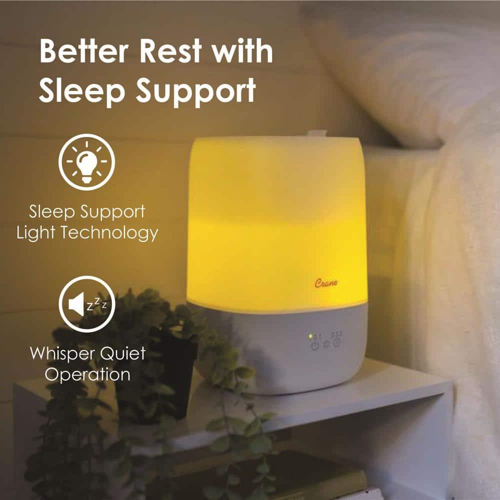 Crane USA Top Fill Cool Mist Humidifier - 1 Gallon with Sleep Support Light & Essential Oil Tray