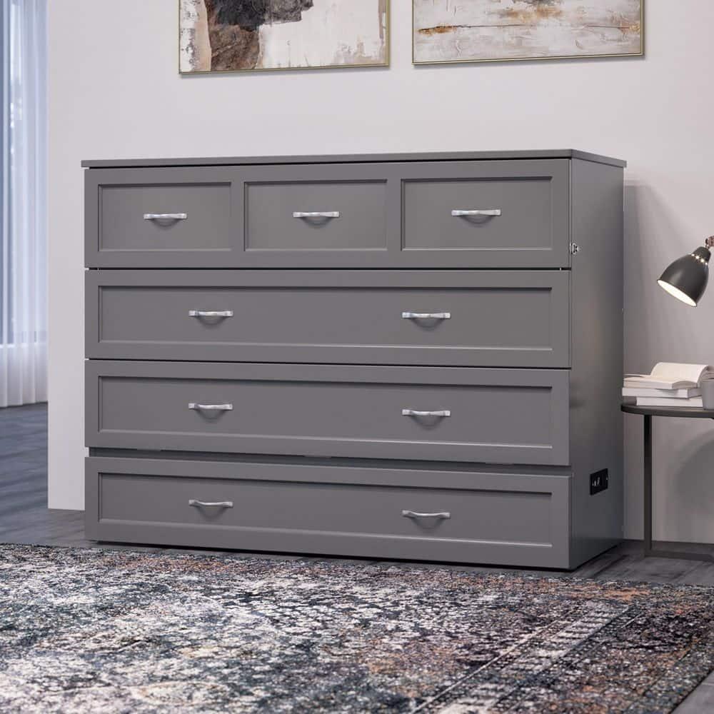 AFI Northfield Grey Full Solid Wood Murphy Bed Chest
