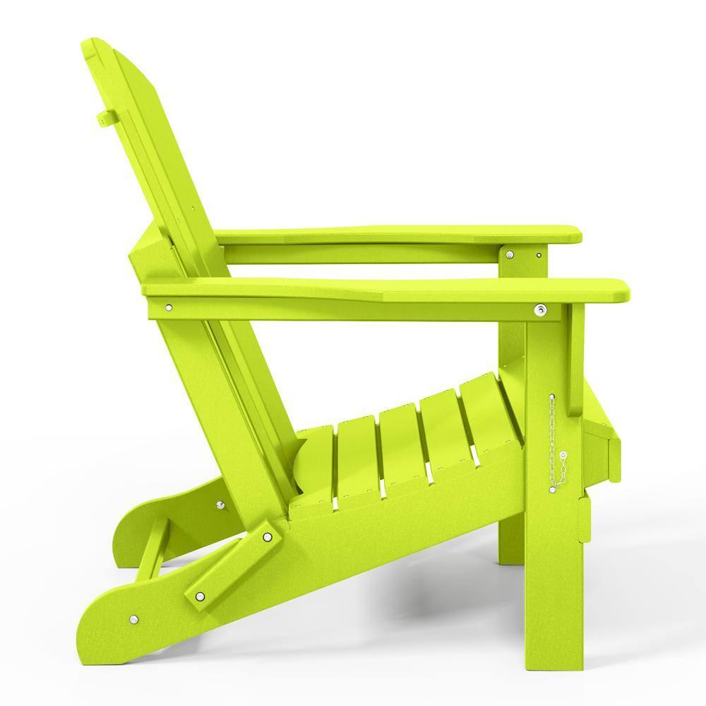 BRAXTON Outdoor Patio Folding Poly Adirondack Chair ( Set of 2), Lime