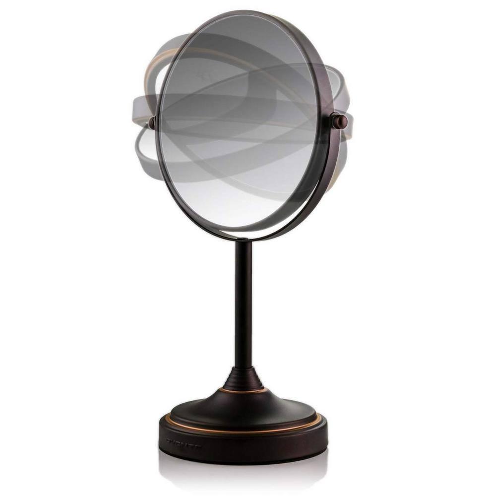 OVENTE 7'' Tabletop Makeup Mirror with 1X/7X Magnification, 360° Swivel Design and Double-Sided Free-Standing Vanity Mirror Perfect for Dresser, Bedroom and Office Desk, Antique Bronze MNLCT70ABZ1X7X