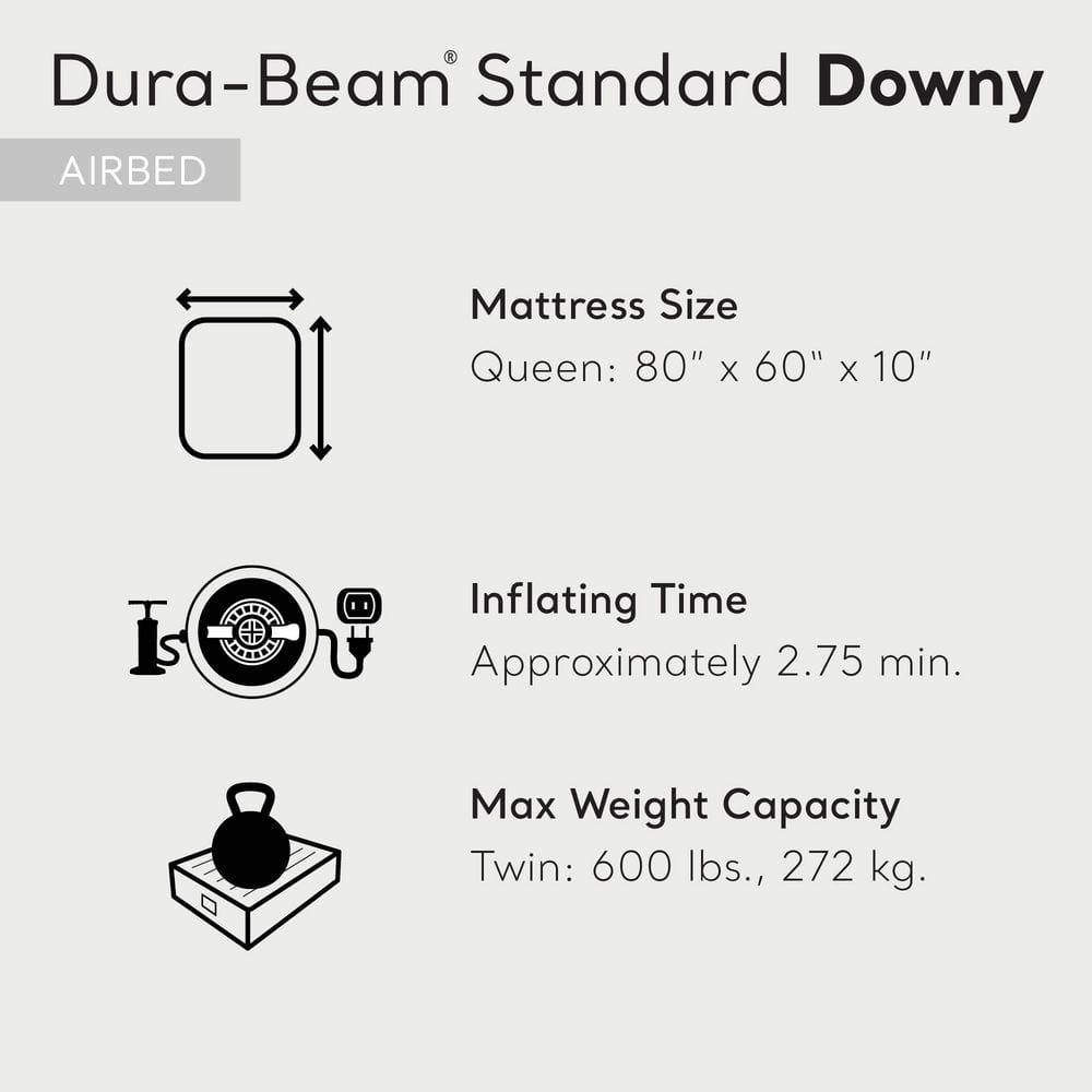 Intex 80 x 60 x 10 Inch Dura-Beam Fiber-Tech Vinyl Standard Downy Air Mattress with Plush Top and 2-in-1 Valve, Queen (Pump Not Included)