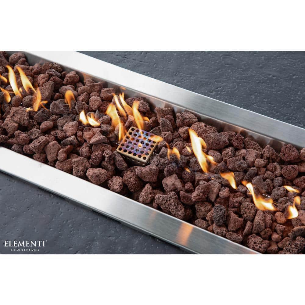 Gray Gas Free-Standing Fire Pit Table with Lava Rocks