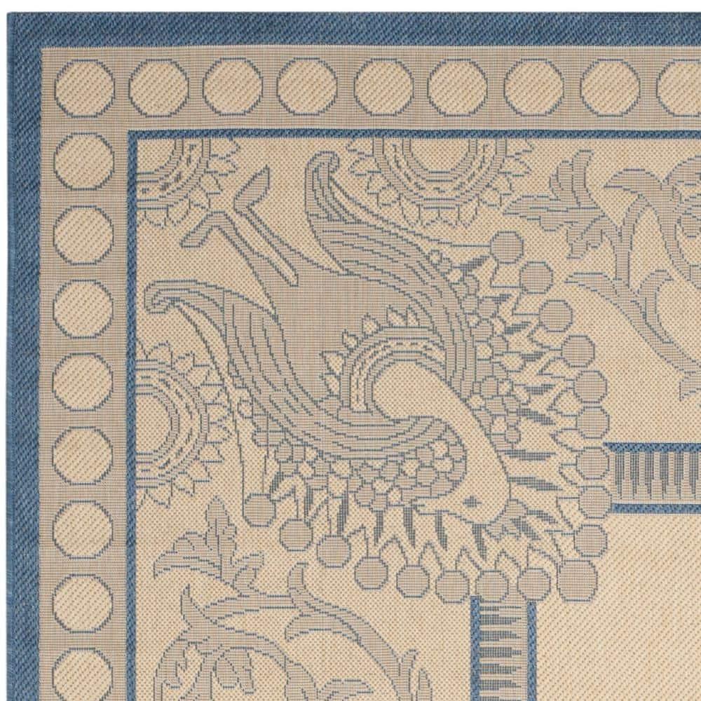 Courtyard CY2965 Power Loomed Indoor/Outdoor Area Rug - Natural/Blue - 4'x5'7" - Safavieh.