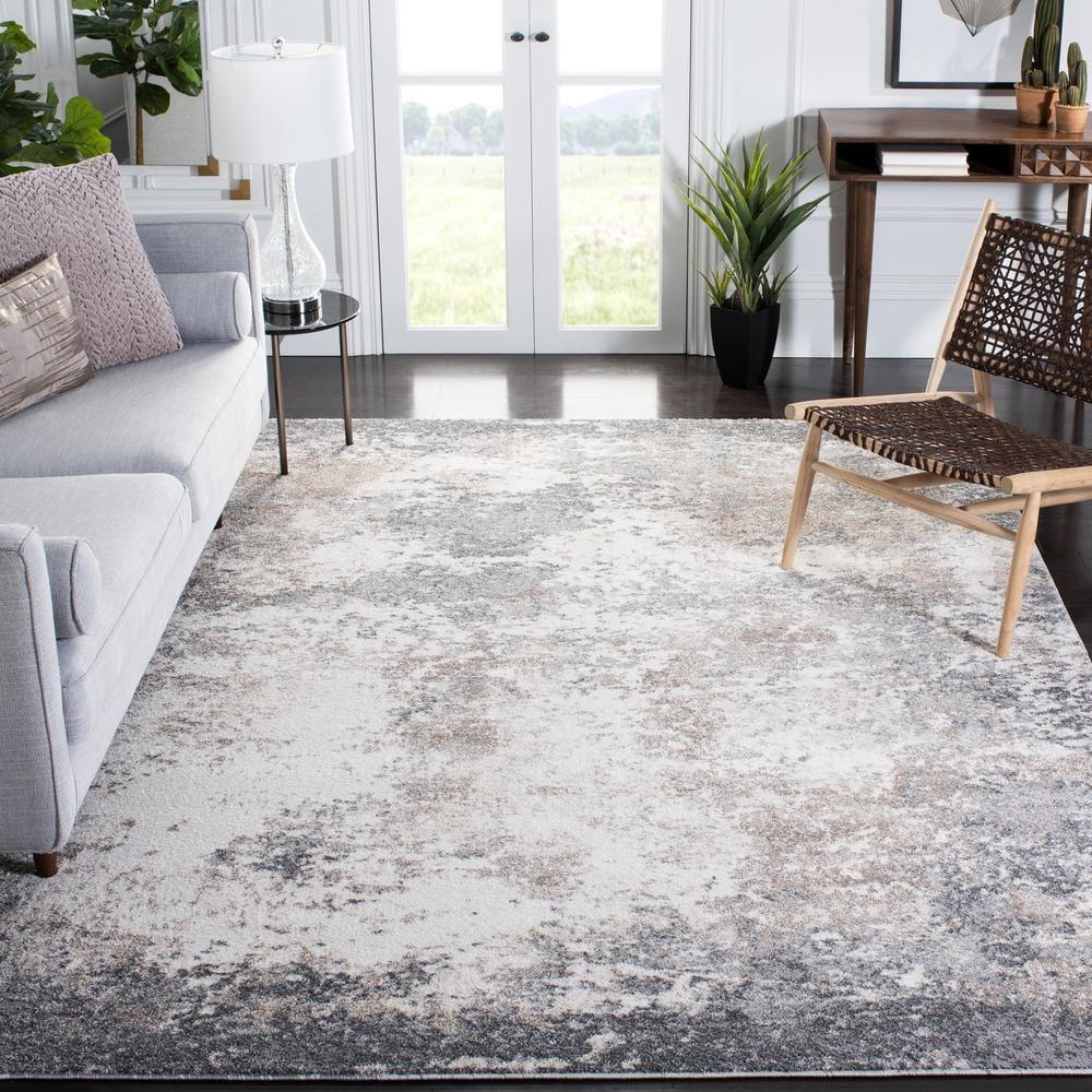 Aston ASN705 Power Loomed Indoor Area Rug - Grey/Ivory - 9'x12' - Safavieh