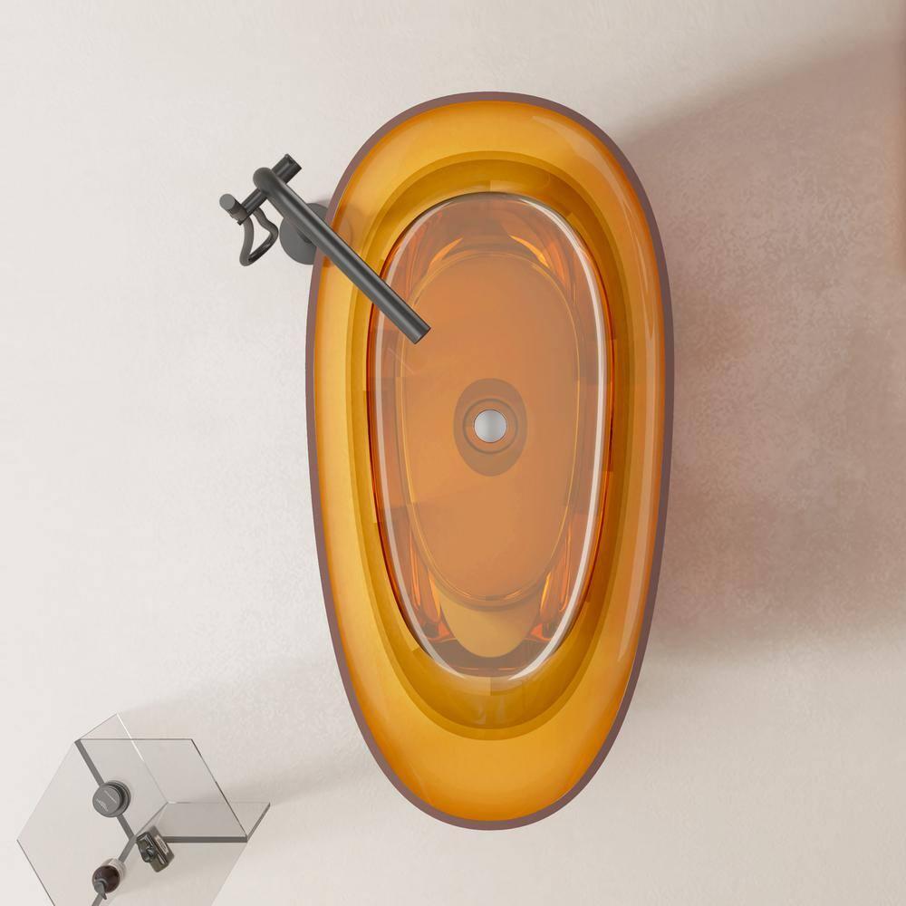 Vanity Art 59" x 31" Freestanding Soaking Stone Resin Bathtub with Polished Chrome Pop Up Drain VA6913-PCS