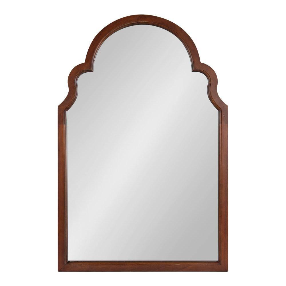 Kate and Laurel Hogan Wood Arch Mirror, 24x36, Walnut Brown