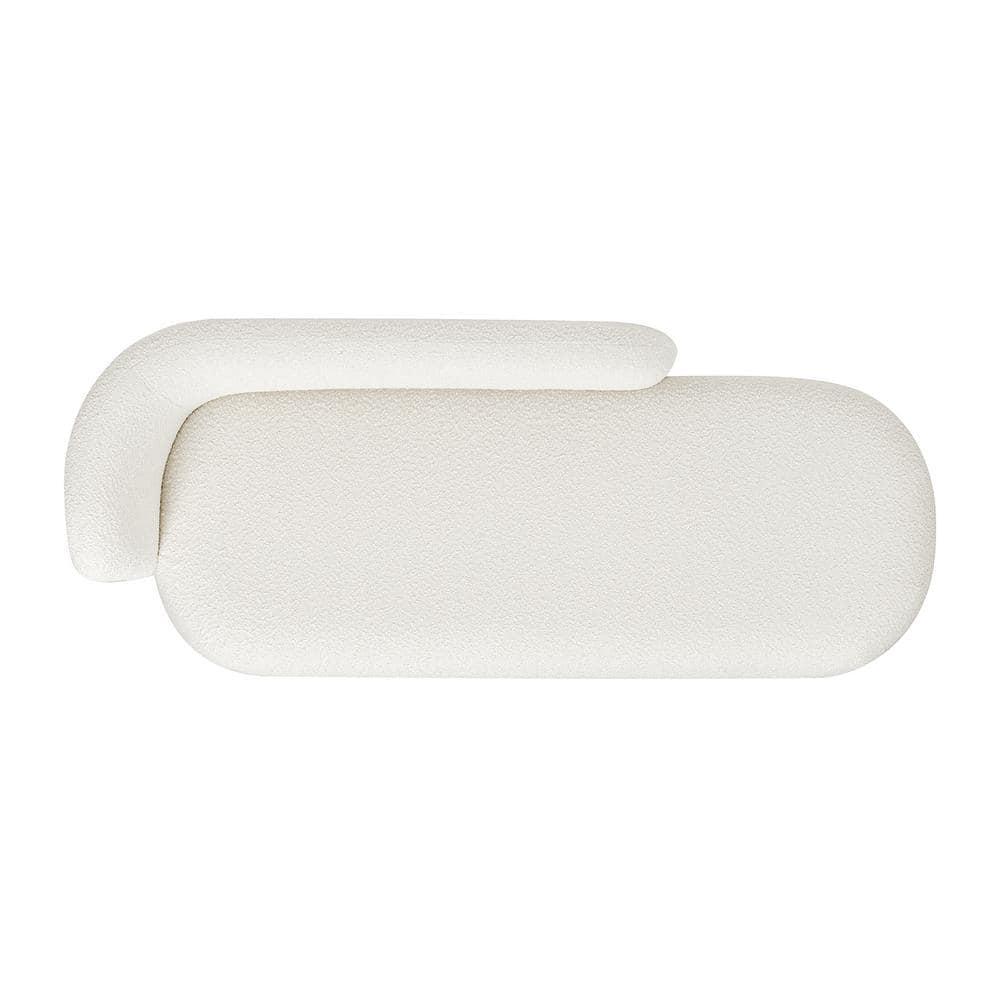 Aire 75" RAF Modern Rounded Chaise Lounge Ivory White Boucle