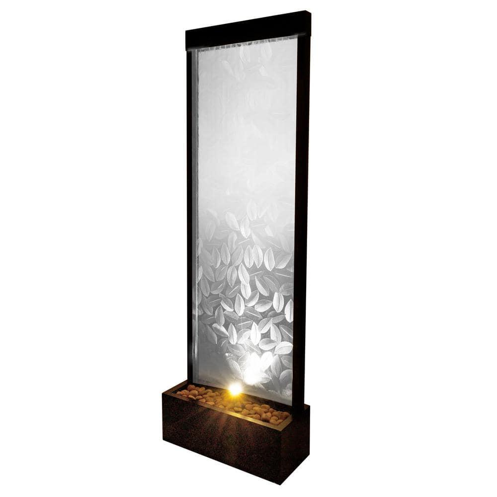 Alpine Corporation 72" Clear Glass Panel with Embossed Leaves Waterfall Fountain: Freestanding, Electric, Indoor/Outdoor Use
