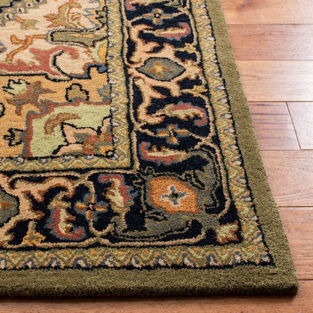 Heritage HG625 Handmade Runner Rug - 2'3"x6' - Green/Light Brown - Safavieh