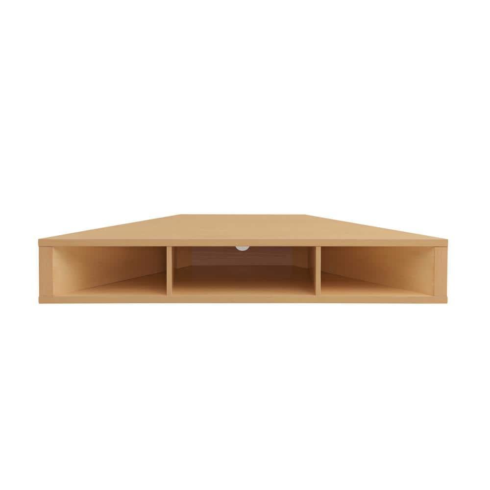 24/7 Shop At Home Tybo Open Shelves Corner Floating Console Fits TV Stand for TVs up to 50" Gingko Maple