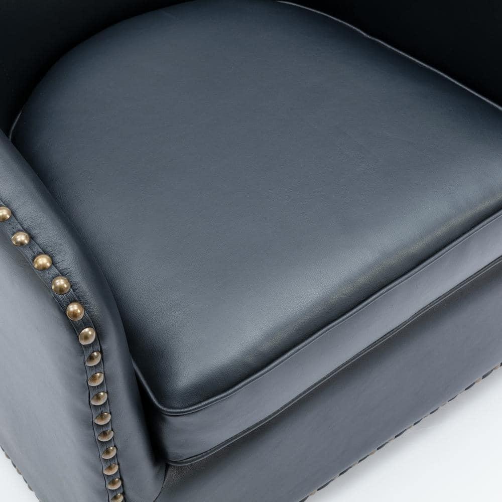 Comfort Pointe Tyler Swivel Arm Chair Midnight Blue: Upholstered, Nailhead Trim, Foam Filled, Wood Frame