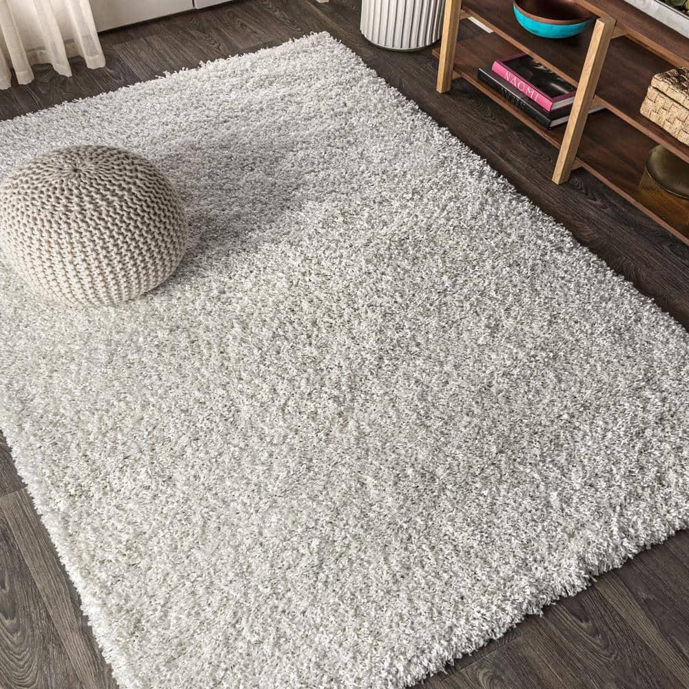 5'x8' Mercer Shag Plush Area Rug, White - JONATHAN Y
