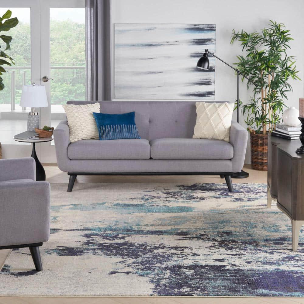 Nourison Celestial CES02 Ivory/Teal Blue Area Rug 7'10" x 10'6"