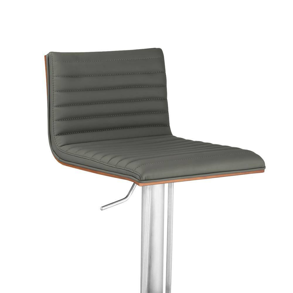 Cafa Adjustable Swivel Walnut Wood and Stainless Steel Metal Bar Stool