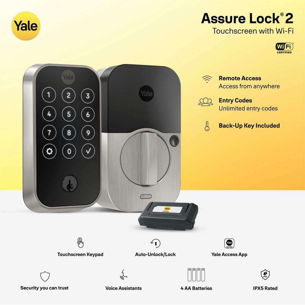 Assure Lock 2; Smart Door Lock with WiFi and Touchscreen Keypad; Black Suede