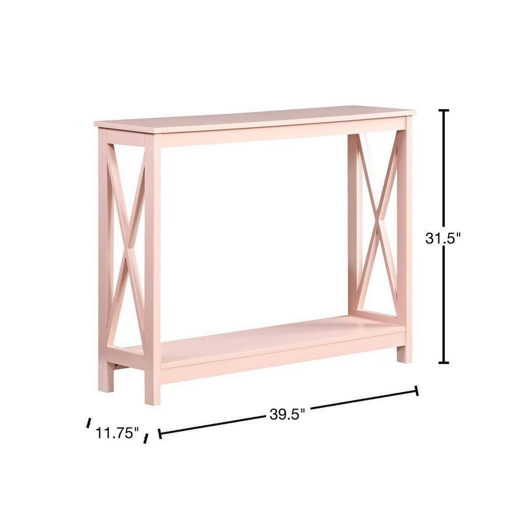 Convenience Concepts Oxford Console Table with Shelf, Blush Pink