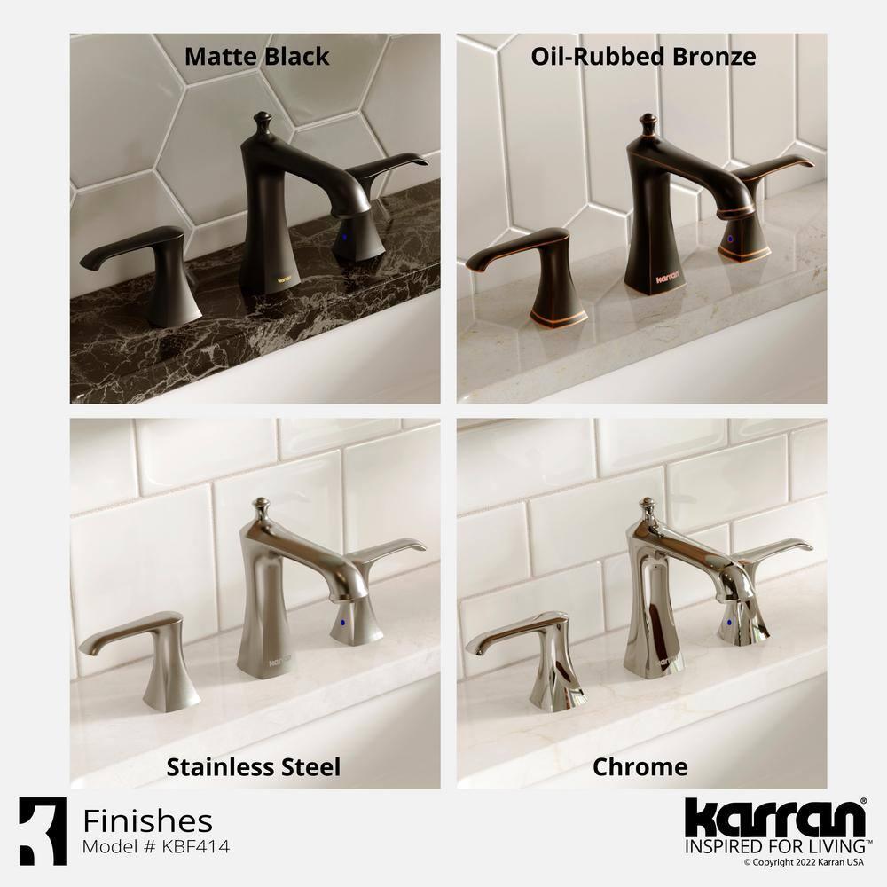 Karran Woodburn 8 In. Widespread 2-Handle Bathroom Faucet With Matching Pop-up Drain
