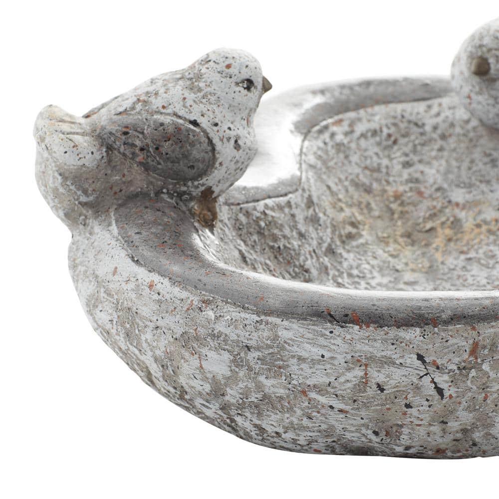DecMode 6" Indoor Outdoor Bird Garden Sculpture with Bath Bowl