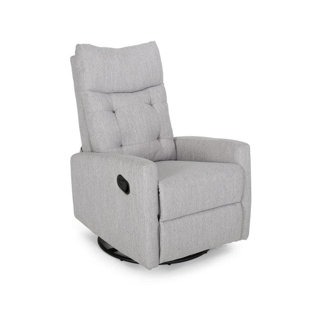 Noble House Warren Standard Fabric Glider Swivel Push Back Nursery Recliner, Gray