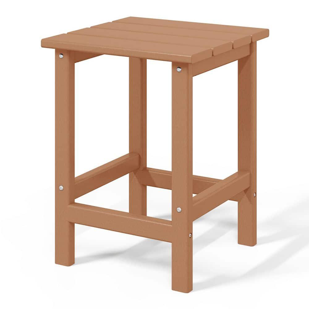 Polytrends  Laguna Hdpe All Weather Outdoor Patio Square Side Table Teak