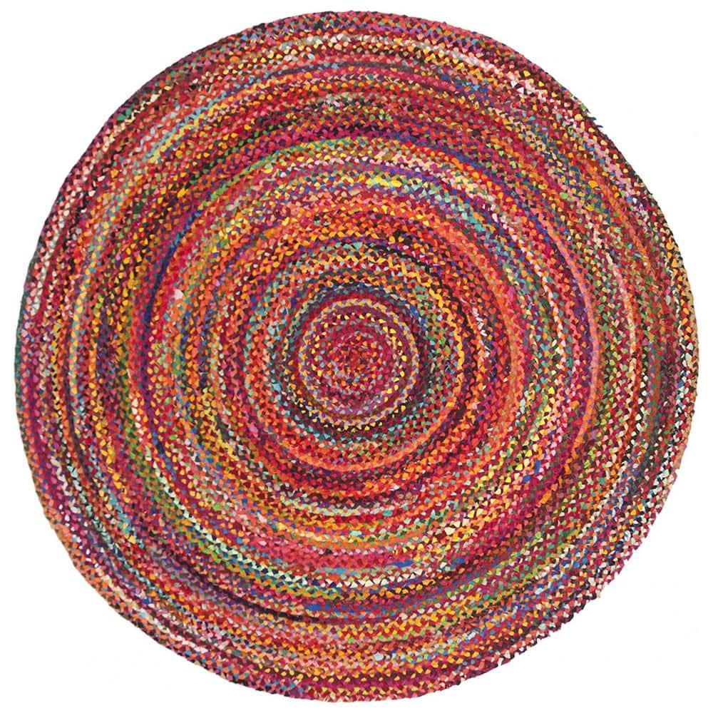 Unique Loom Braided Chindi Collection Area Rug - Layer (6' 1" Round Multi/Blue)