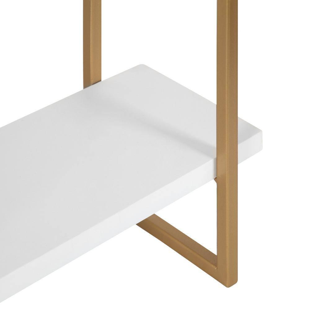 20" x 30" Leigh Wood and Metal Wall Shelf White/Gold - Kate & Laurel All Things Decor