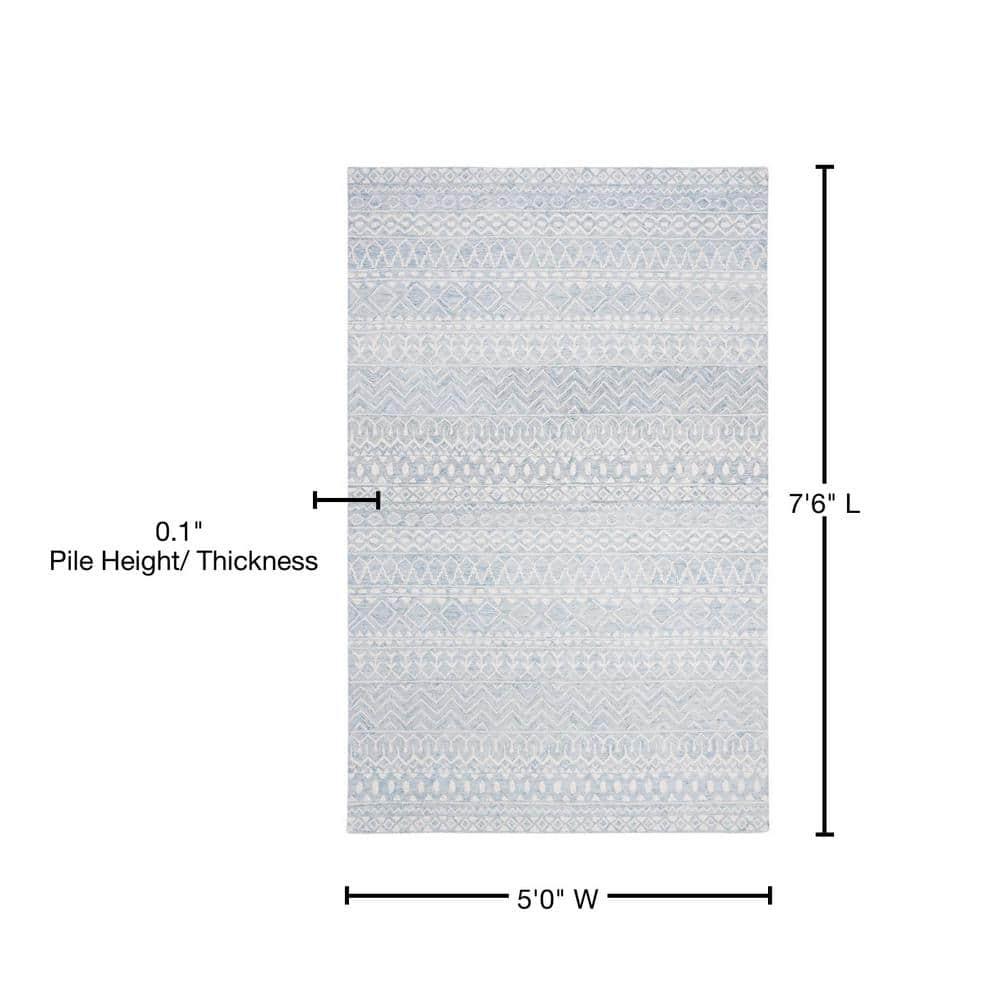 Micro-Loop MLP502 Hand Tufted Indoor Area Rug - Aqua/Ivory - 5'x8' - Safavieh