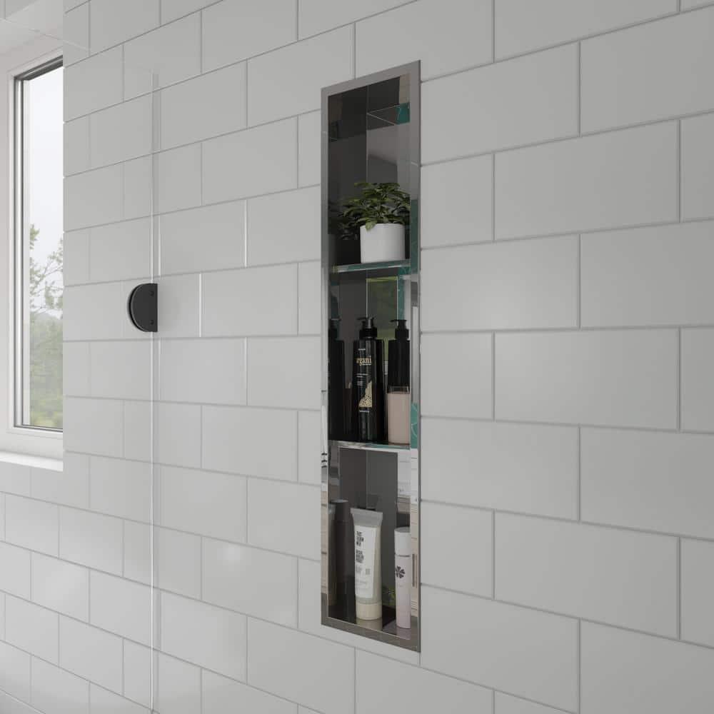 Vertical Stainless Steel Triple Shower Niche