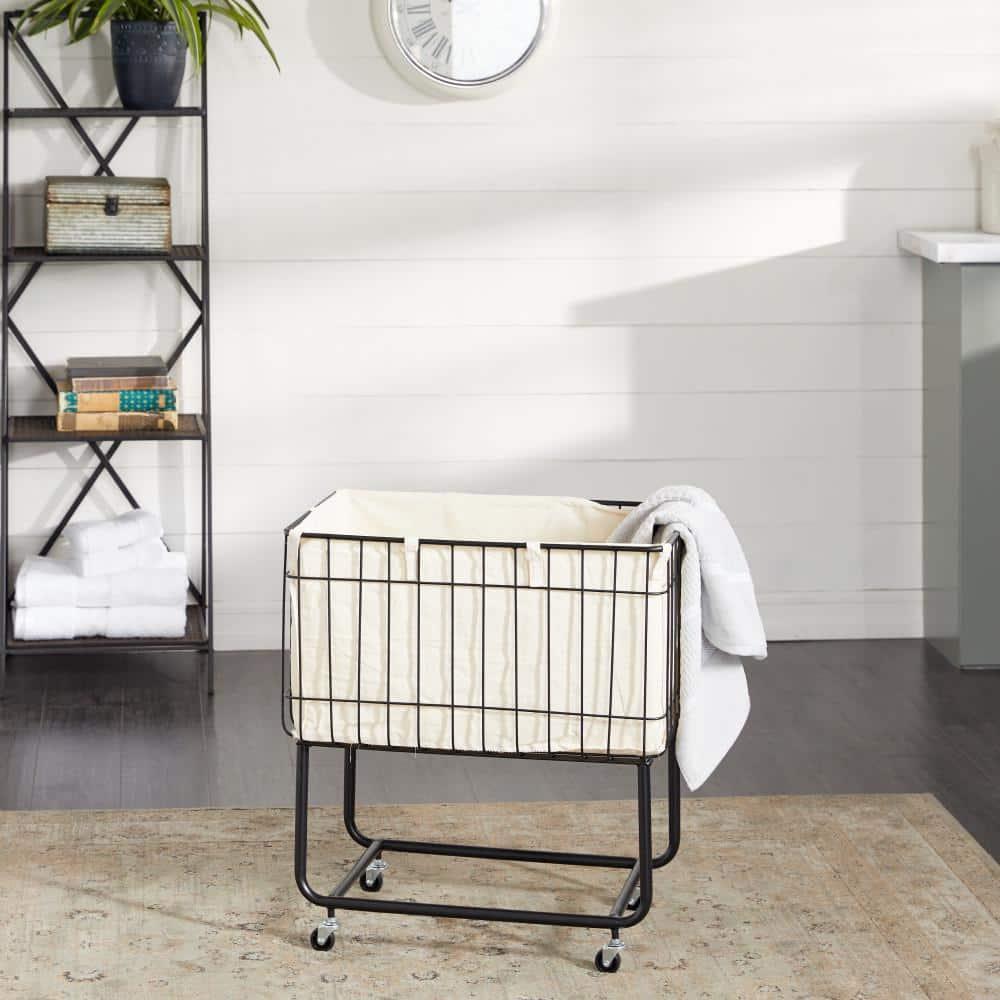 Joss & Main Metal Deep Set Wire Basket Storage Cart with Wheels and Fabric Lining & Reviews | Joss & Main