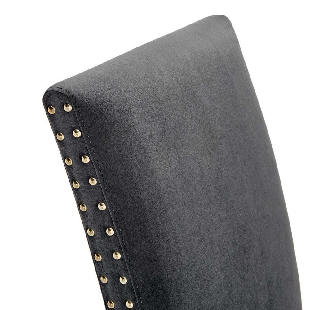 Modway Silver Orchid Lind Velvet Nailhead Trim Dining Side Chairs